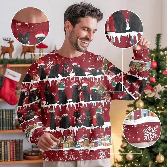 Pet Lover Christmas Sweater Women Men Knit Cozy Long Sleeve Pullover - Picture 4 of 6